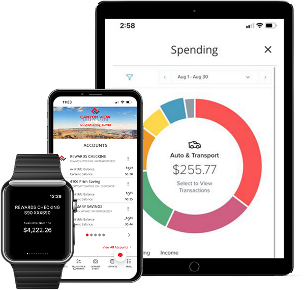Mobile banking screens